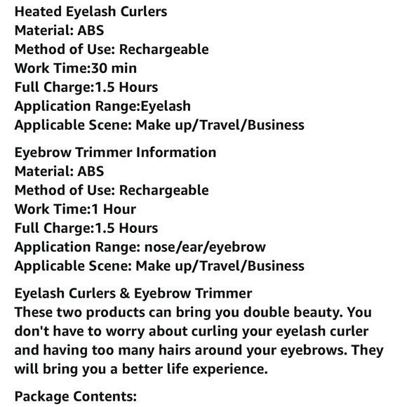 Rechargeable Heated Eyelash Curler & Electric Eyebrow Trimmer Beauty Kit New - Picture 7 of 11